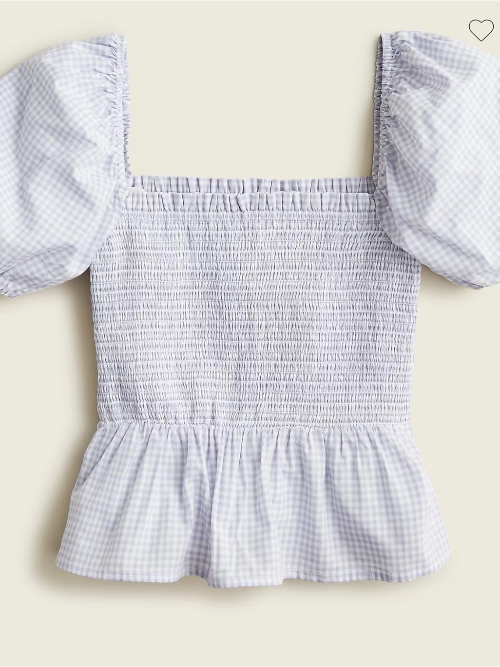 J.Crew Square Neck Smocked Gingham Top Nwot